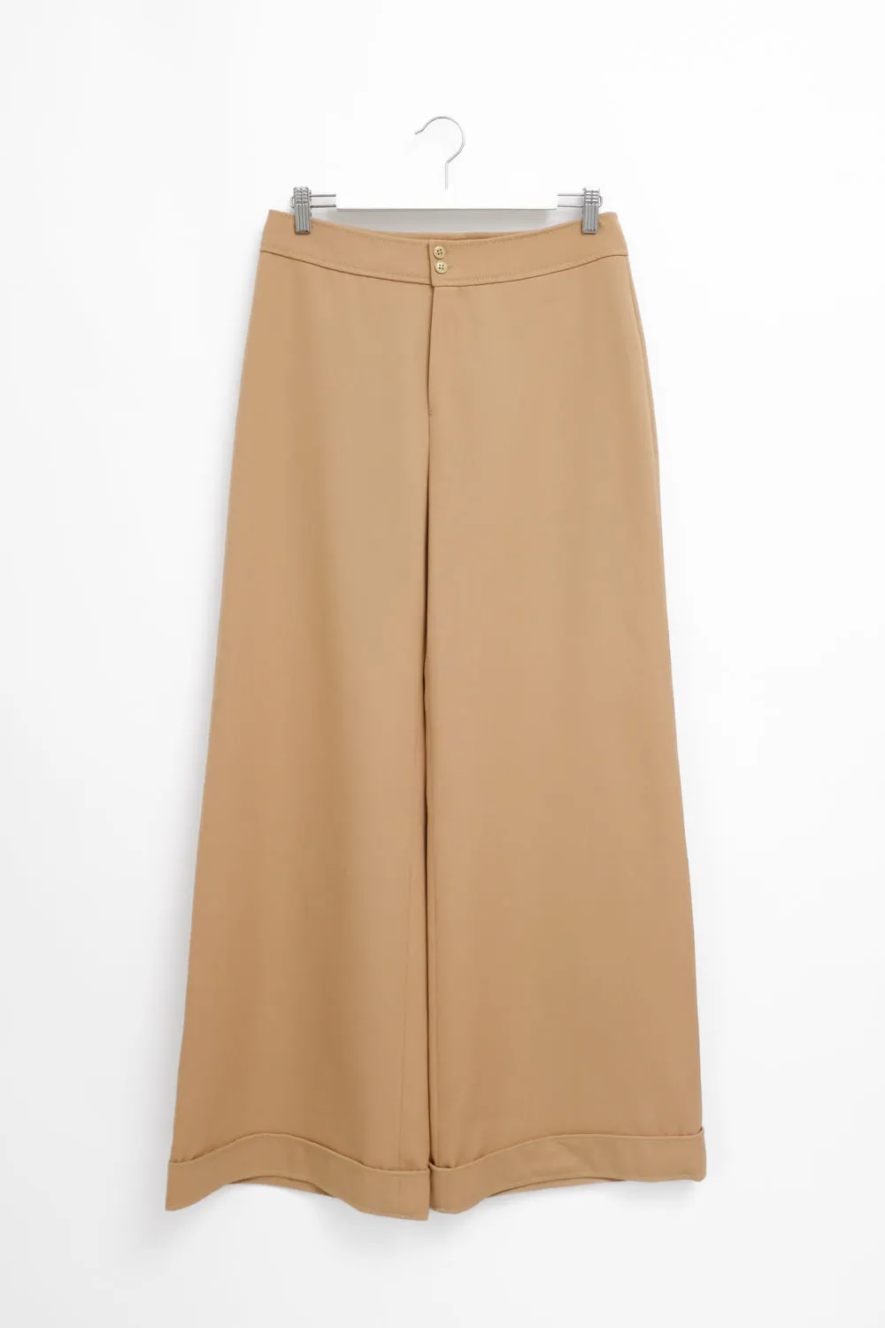 0086_VINTAGE 1960 WOOL BEIGE WIDE LEG PANTS