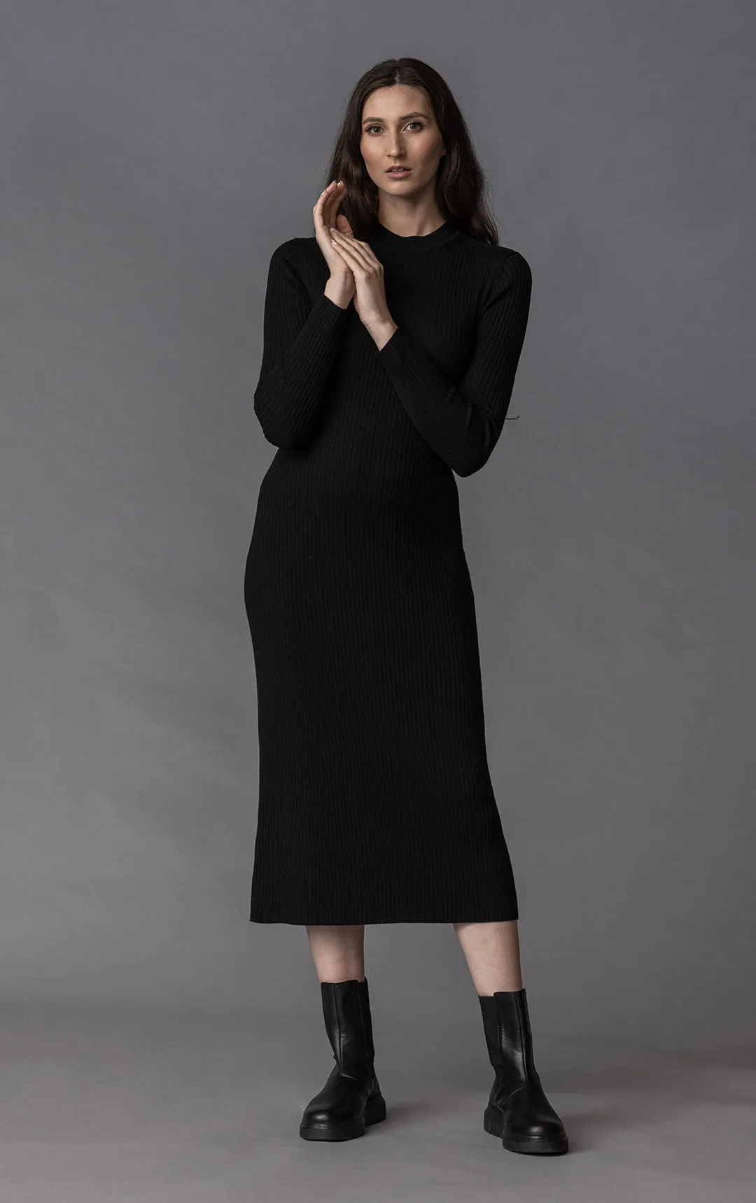 12GG RIB KNIT DRESS- CLEARANCE