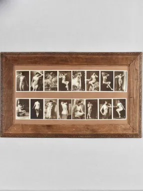 16 black and white nude photographs in an Art Deco frame 24" x 39"