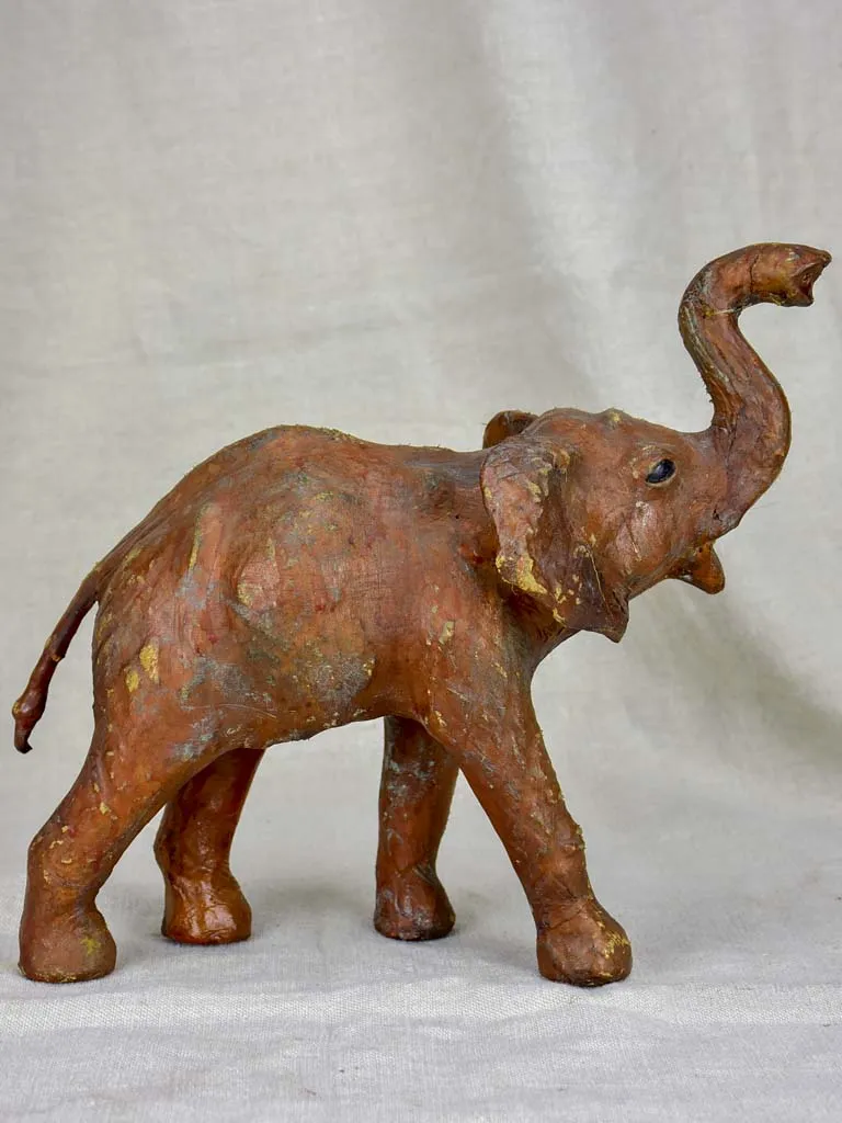 1950's Leather and wood sculpture of an elephant