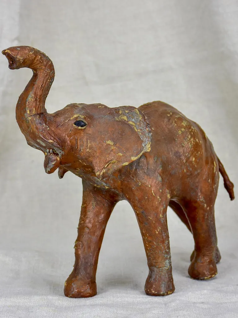 1950's Leather and wood sculpture of an elephant