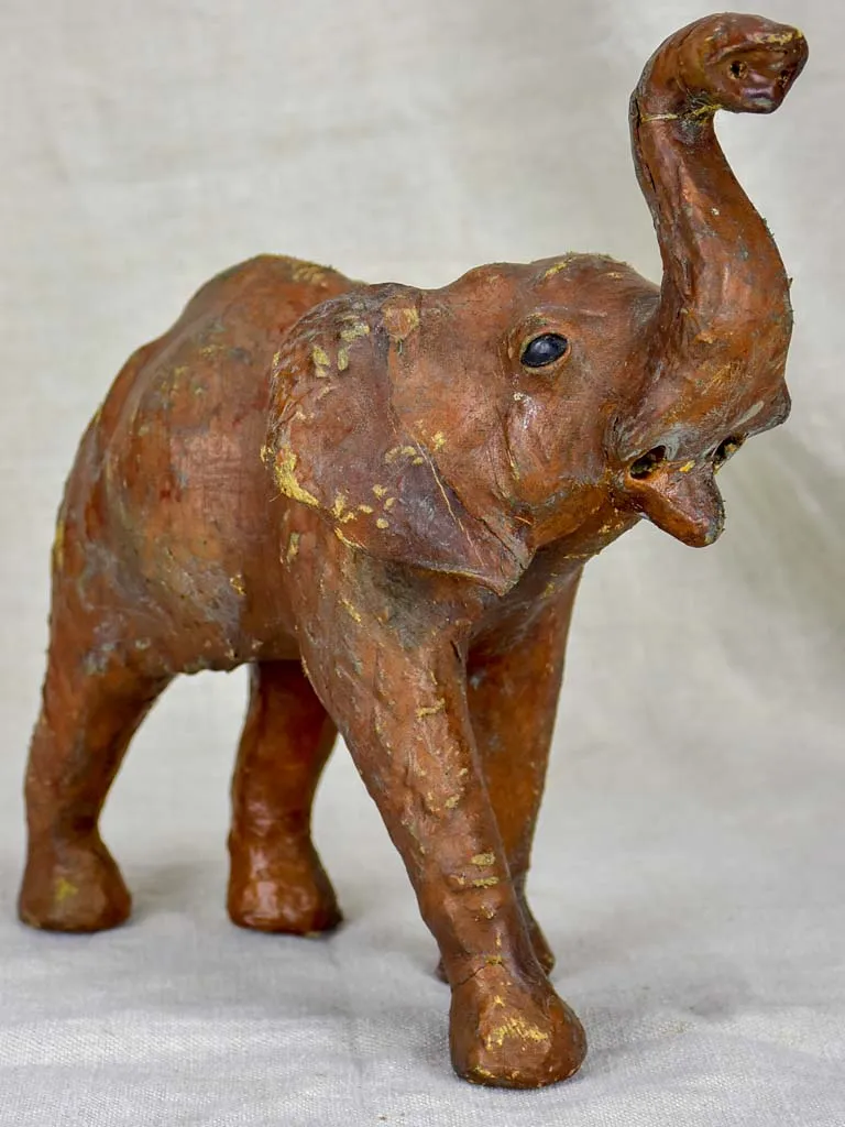 1950's Leather and wood sculpture of an elephant