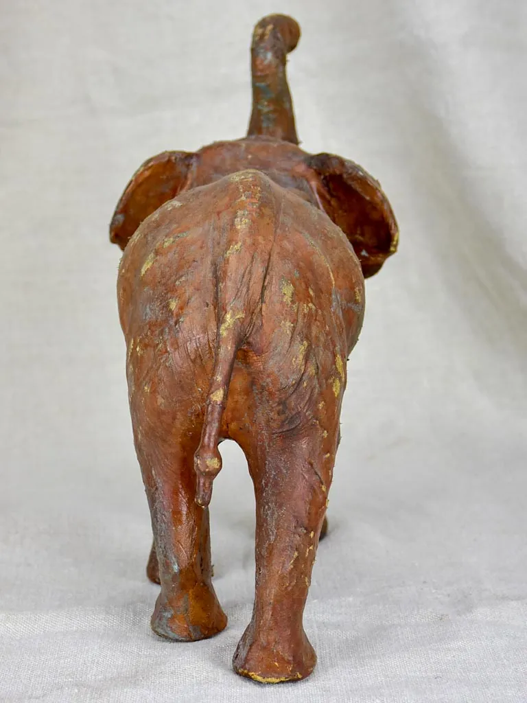 1950's Leather and wood sculpture of an elephant