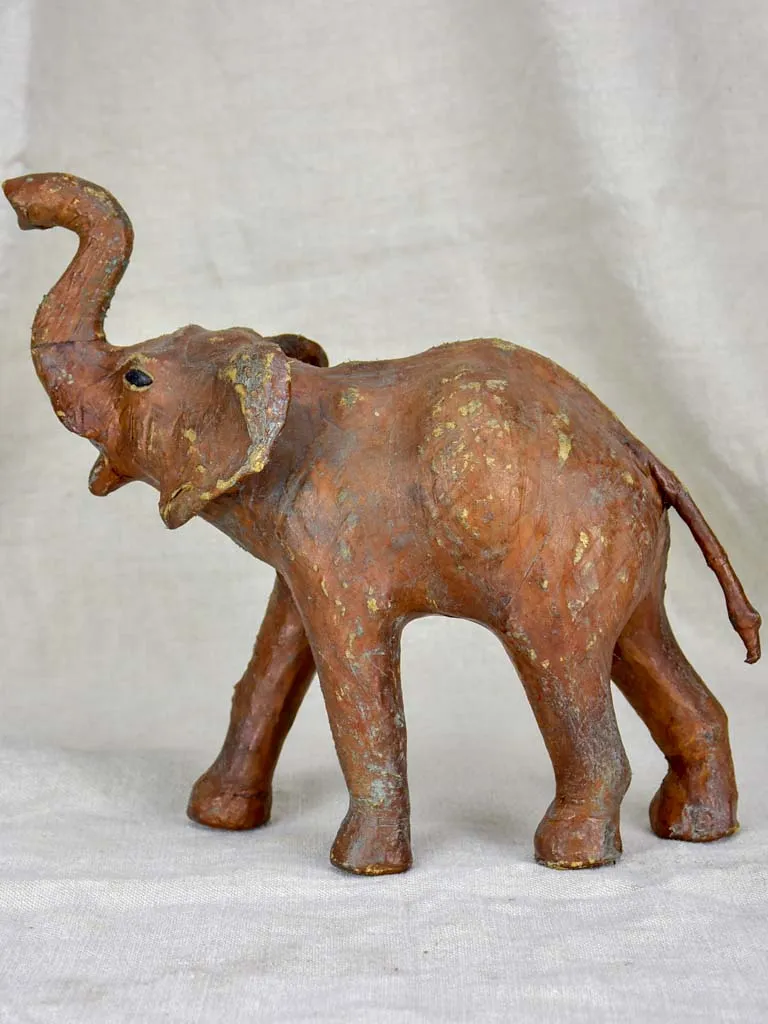 1950's Leather and wood sculpture of an elephant