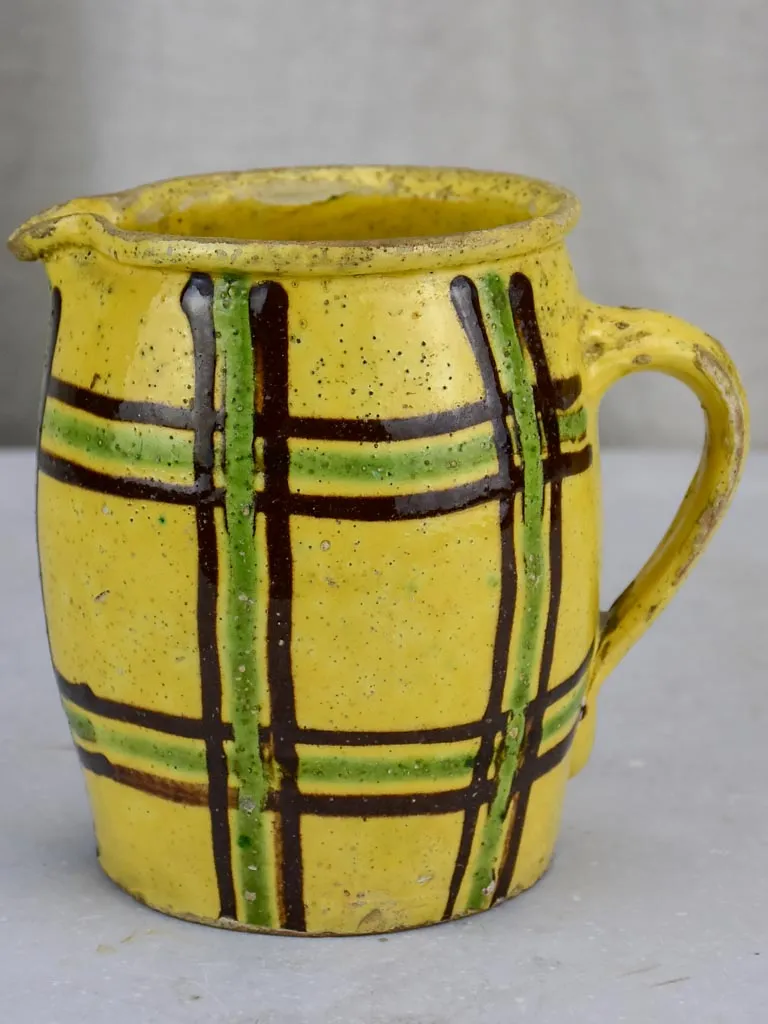 19th Century French milk / water pitcher with checkered pattern