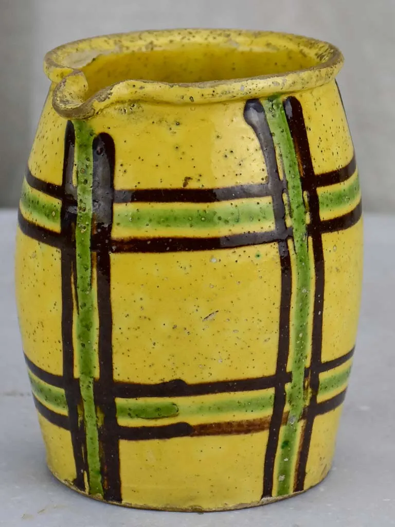 19th Century French milk / water pitcher with checkered pattern