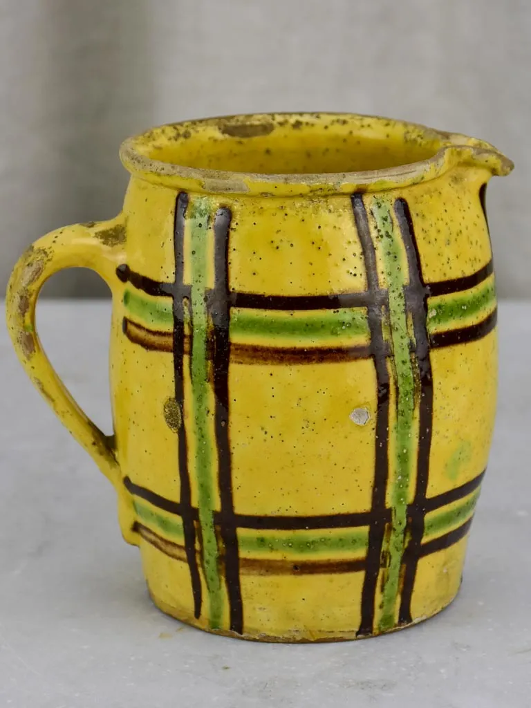 19th Century French milk / water pitcher with checkered pattern