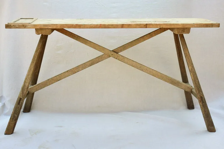 19th Century French washing table with cross-bracing 59" x  15¼"