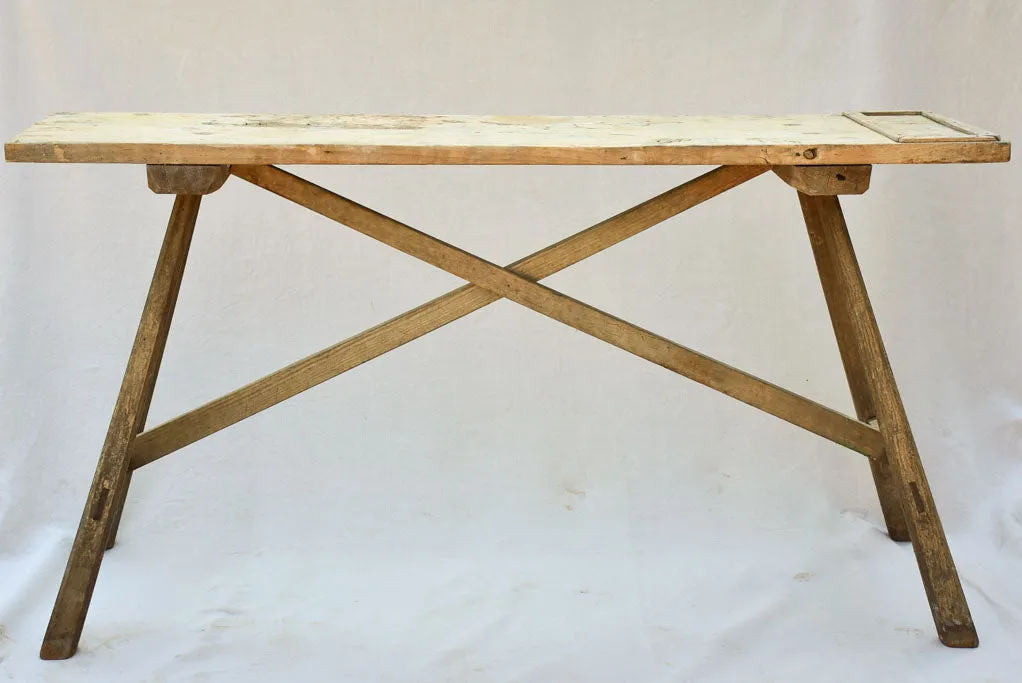 19th Century French washing table with cross-bracing 59" x  15¼"