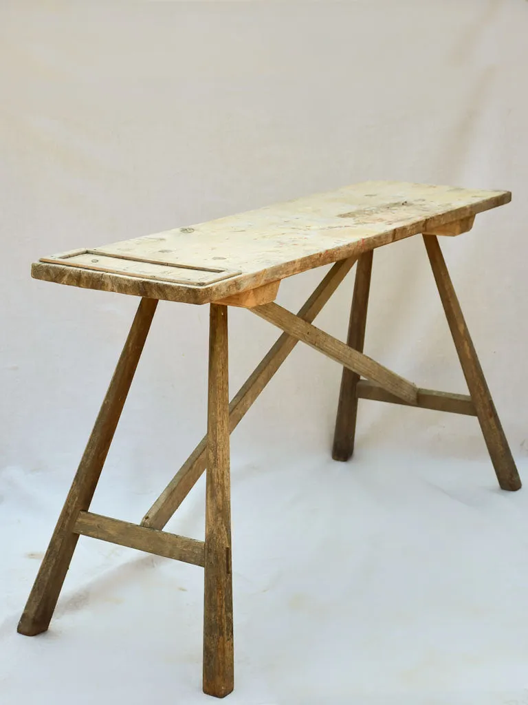 19th Century French washing table with cross-bracing 59" x  15¼"