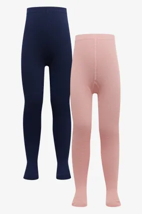 2 Pack Tights Navy & Pink