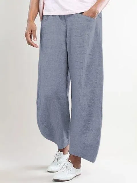 5XL Plus Size Wide Leg High Waisted Linen Pants