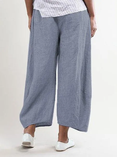 5XL Plus Size Wide Leg High Waisted Linen Pants