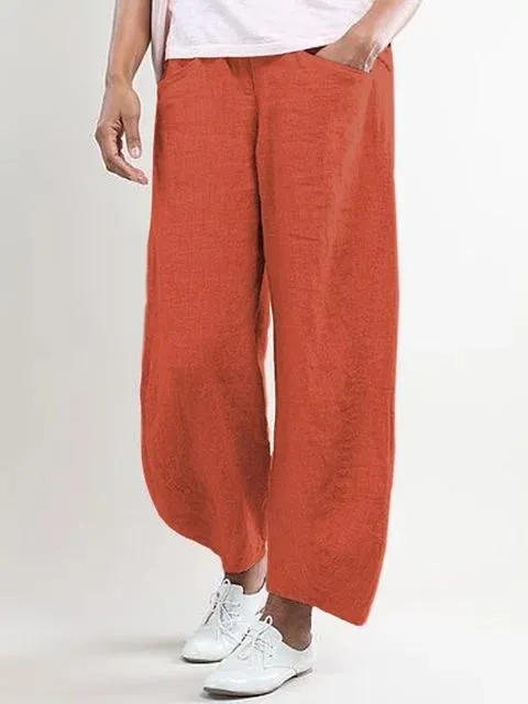 5XL Plus Size Wide Leg High Waisted Linen Pants