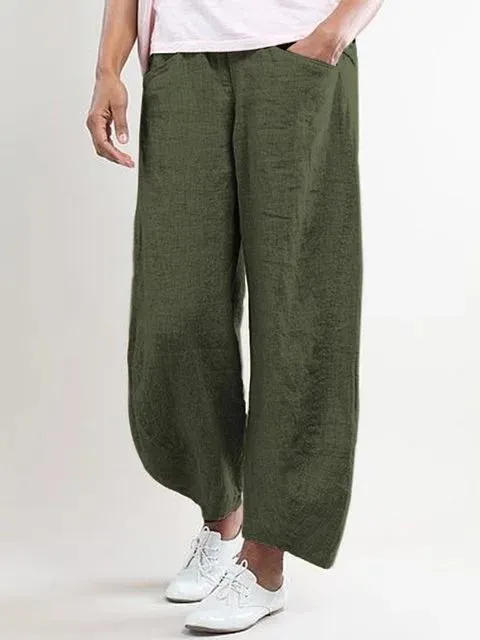 5XL Plus Size Wide Leg High Waisted Linen Pants