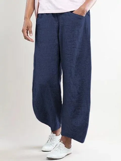 5XL Plus Size Wide Leg High Waisted Linen Pants