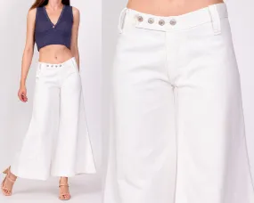 70s White Low Rise Bell Bottoms - Extra Small