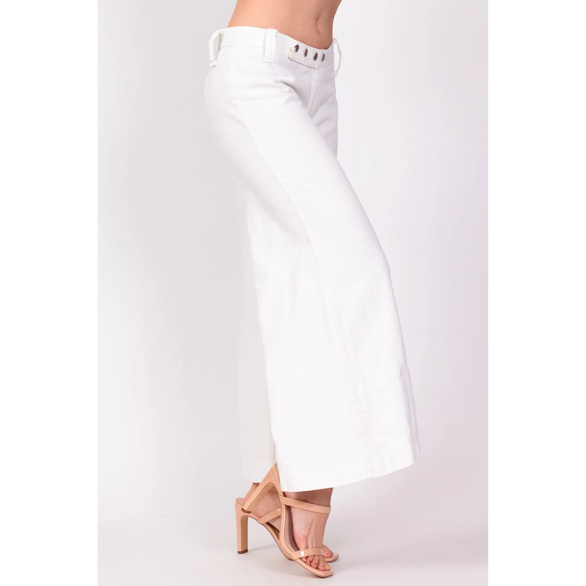 70s White Low Rise Bell Bottoms - Extra Small