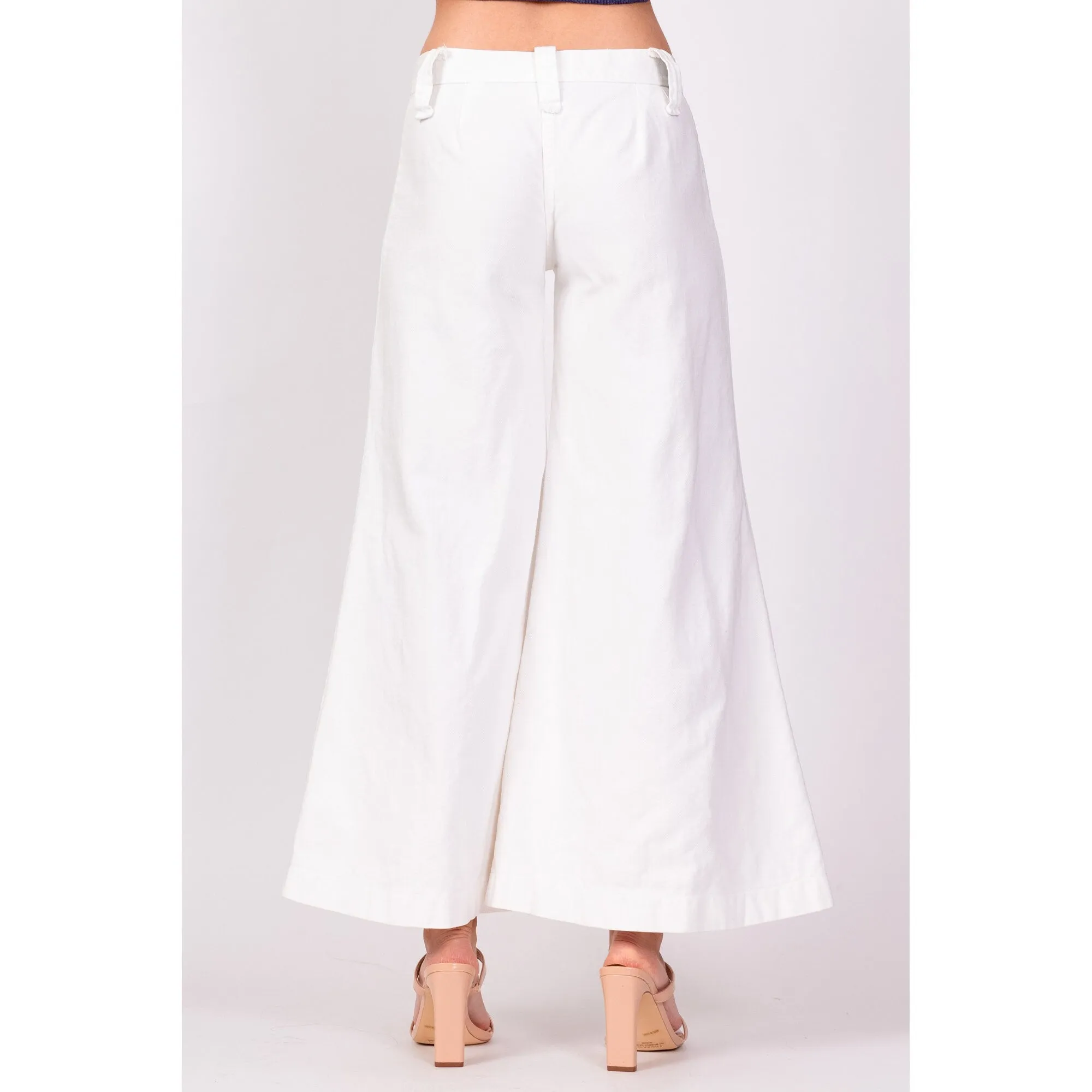 70s White Low Rise Bell Bottoms - Extra Small