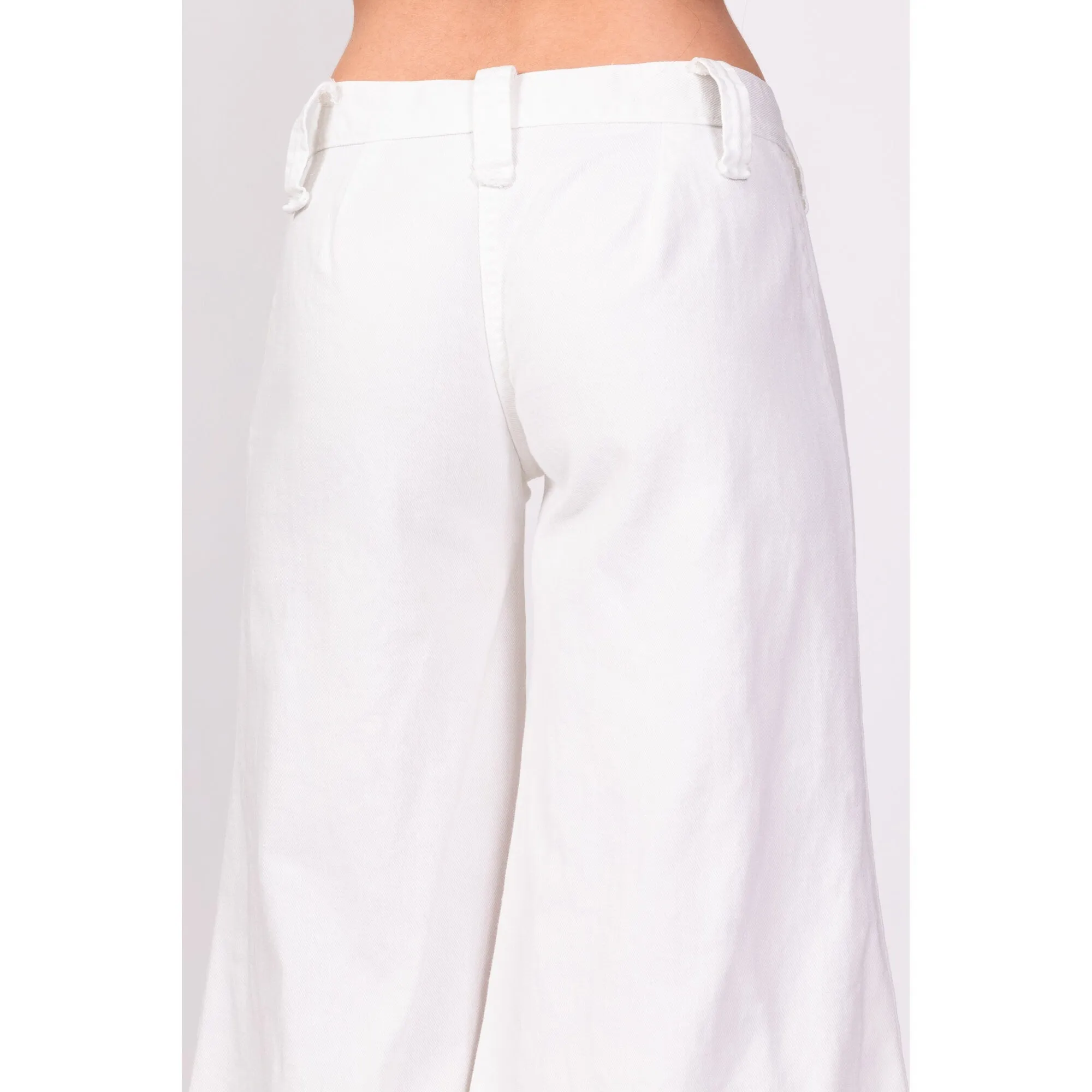 70s White Low Rise Bell Bottoms - Extra Small