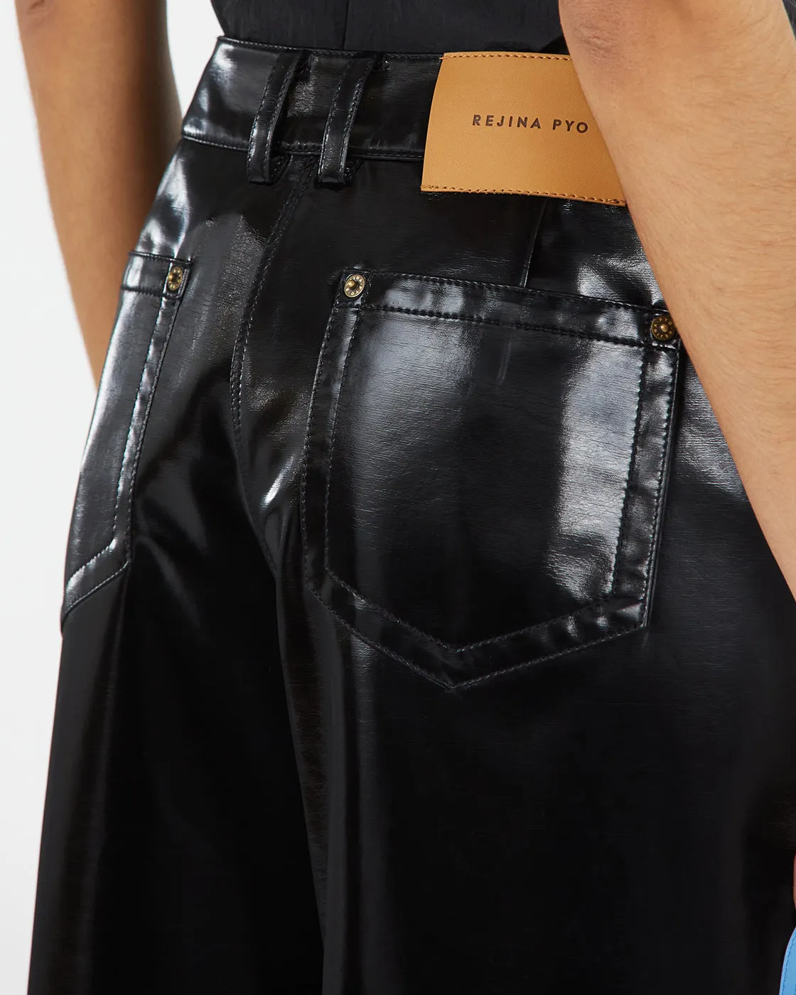 Aaron Trousers Faux Leather Black