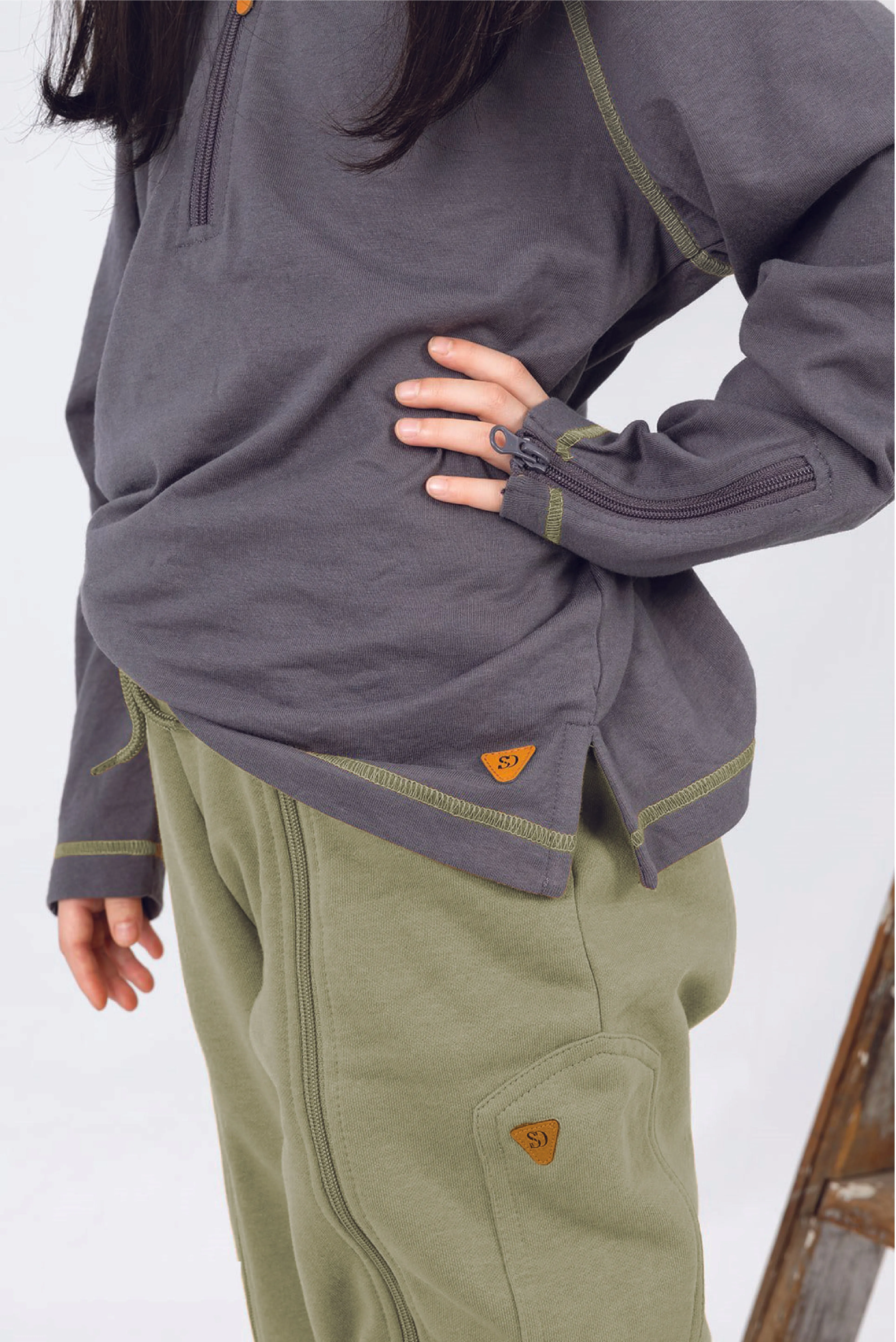 Adaptive Kids Sweatpants with Full-Leg Zippers for Easy Undressing