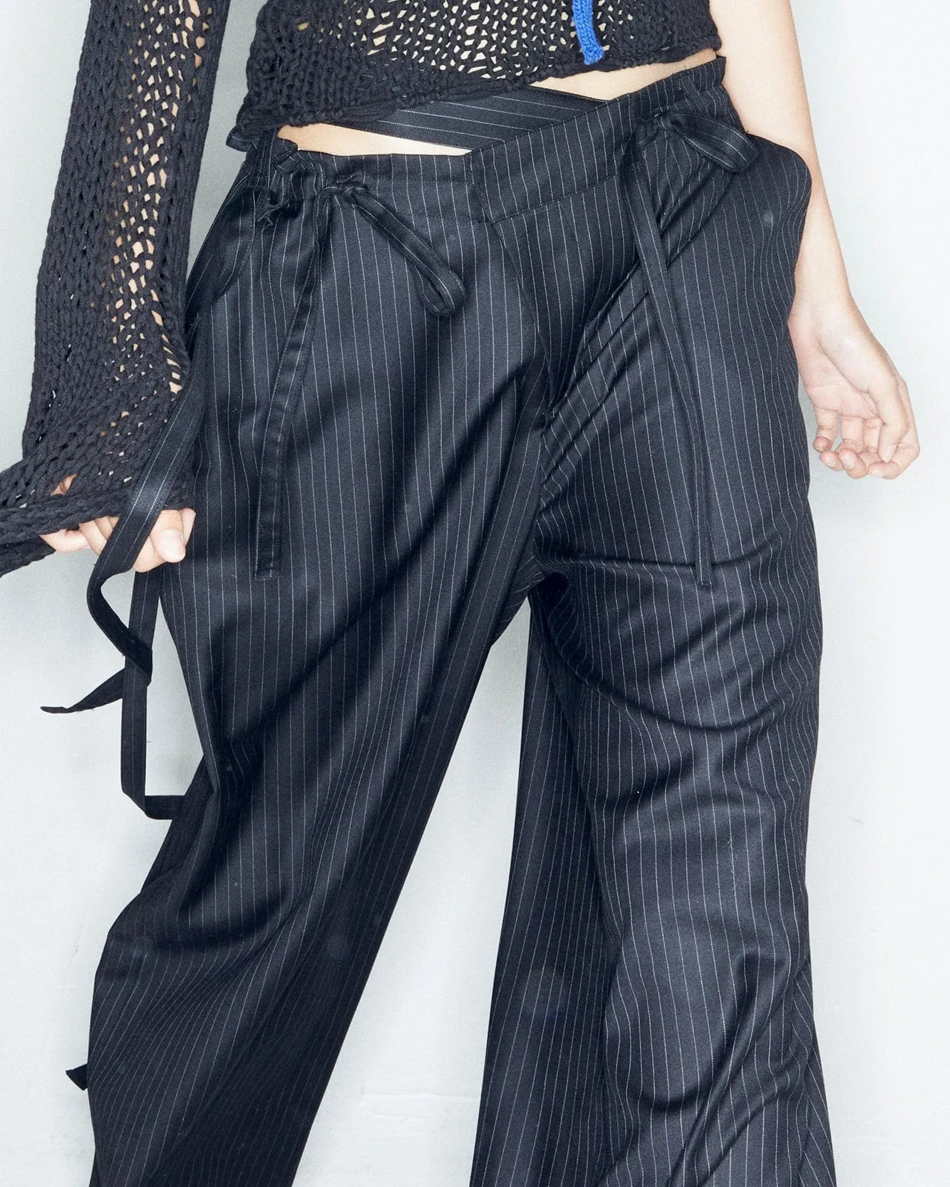 ADSB X OTTOLINGER STRIPE WOOL PANTS apa775w(BLACK)