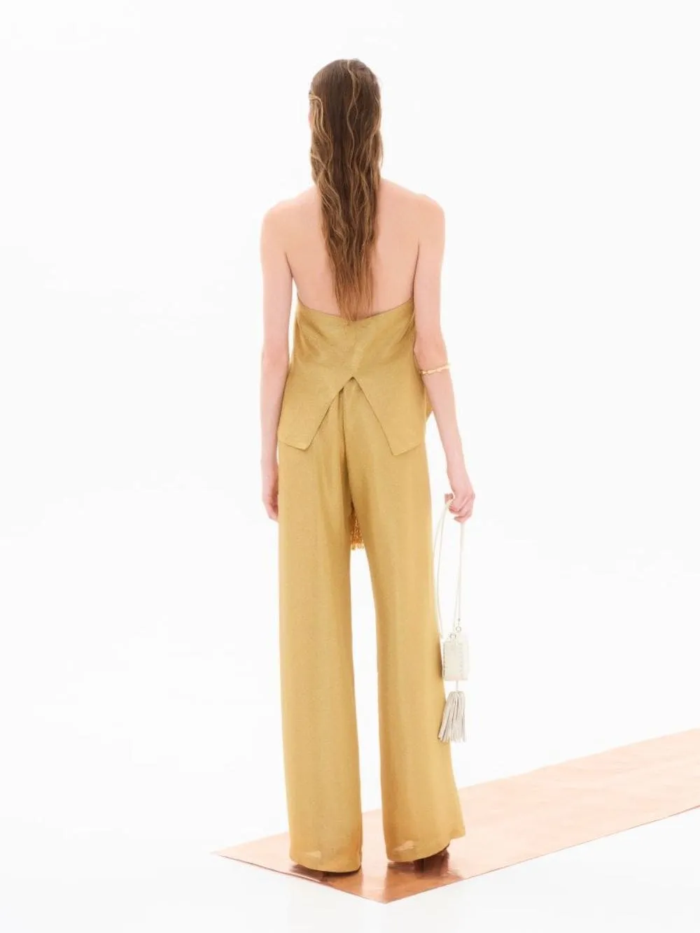 Alcestes Golden Wide-Leg Trousers