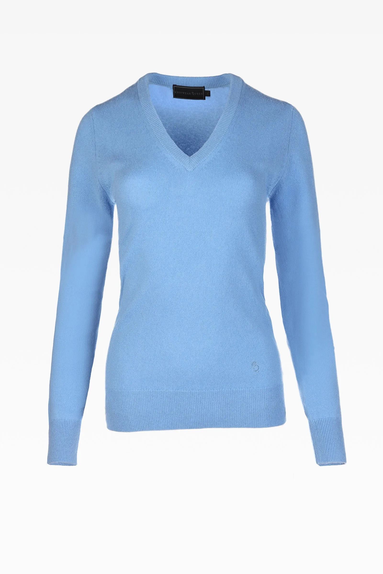 Alice Ladies Cashmere V-Neck Jumper in Dream Blue