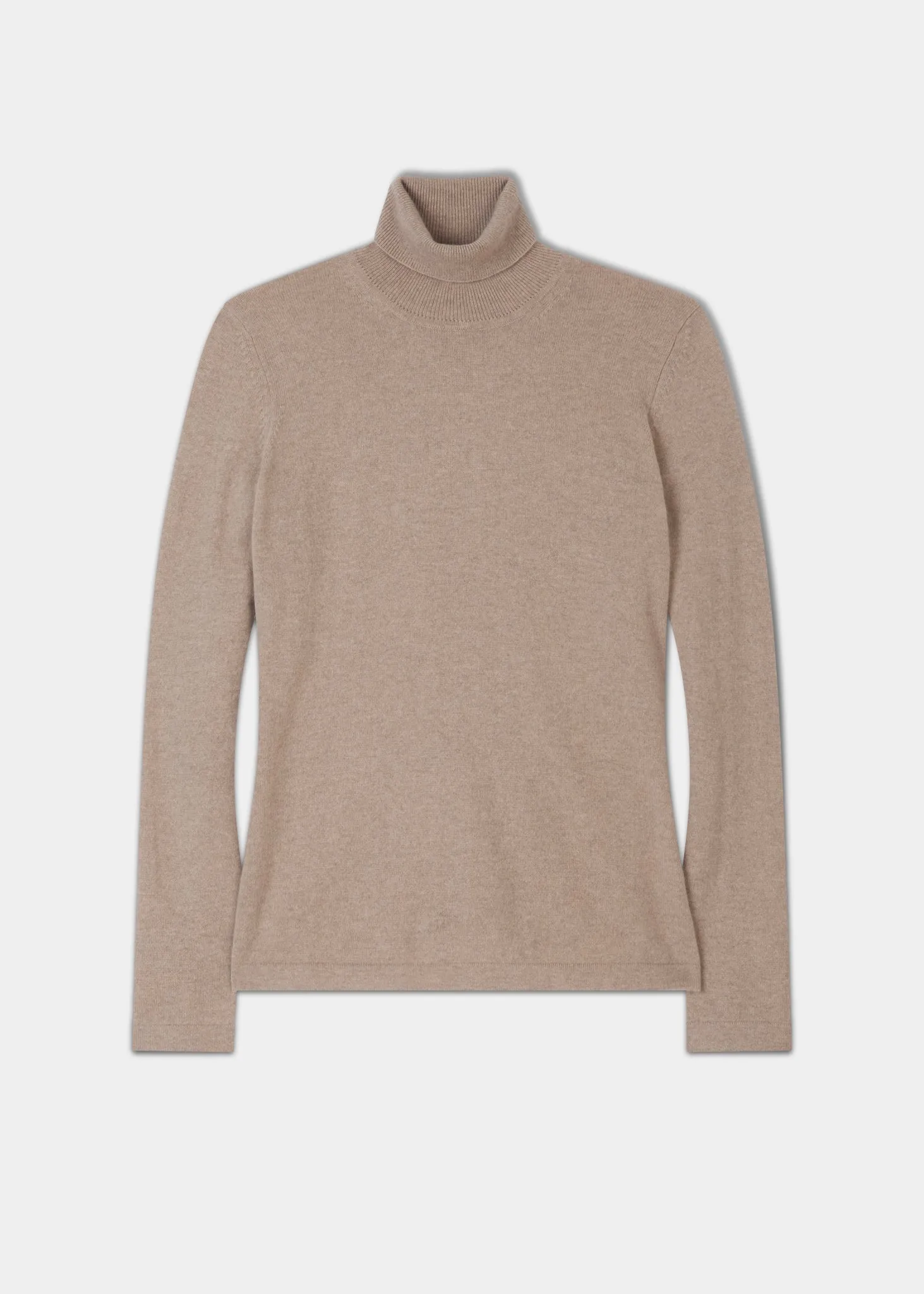 Alison Ladies Cashmere Roll Neck Jumper In Linen