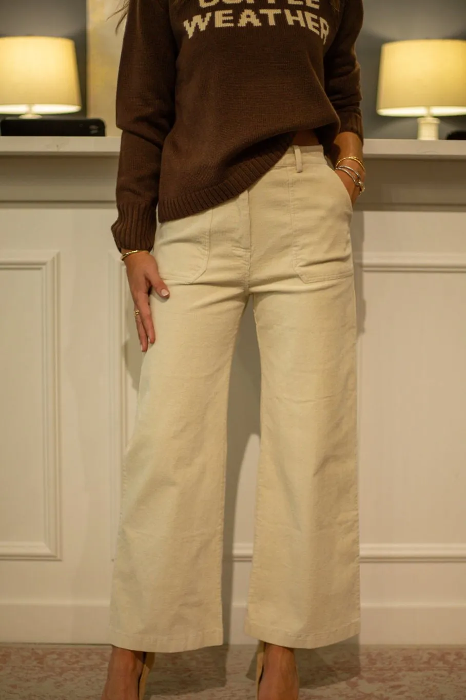 Almond Washed Corduroy Trouser