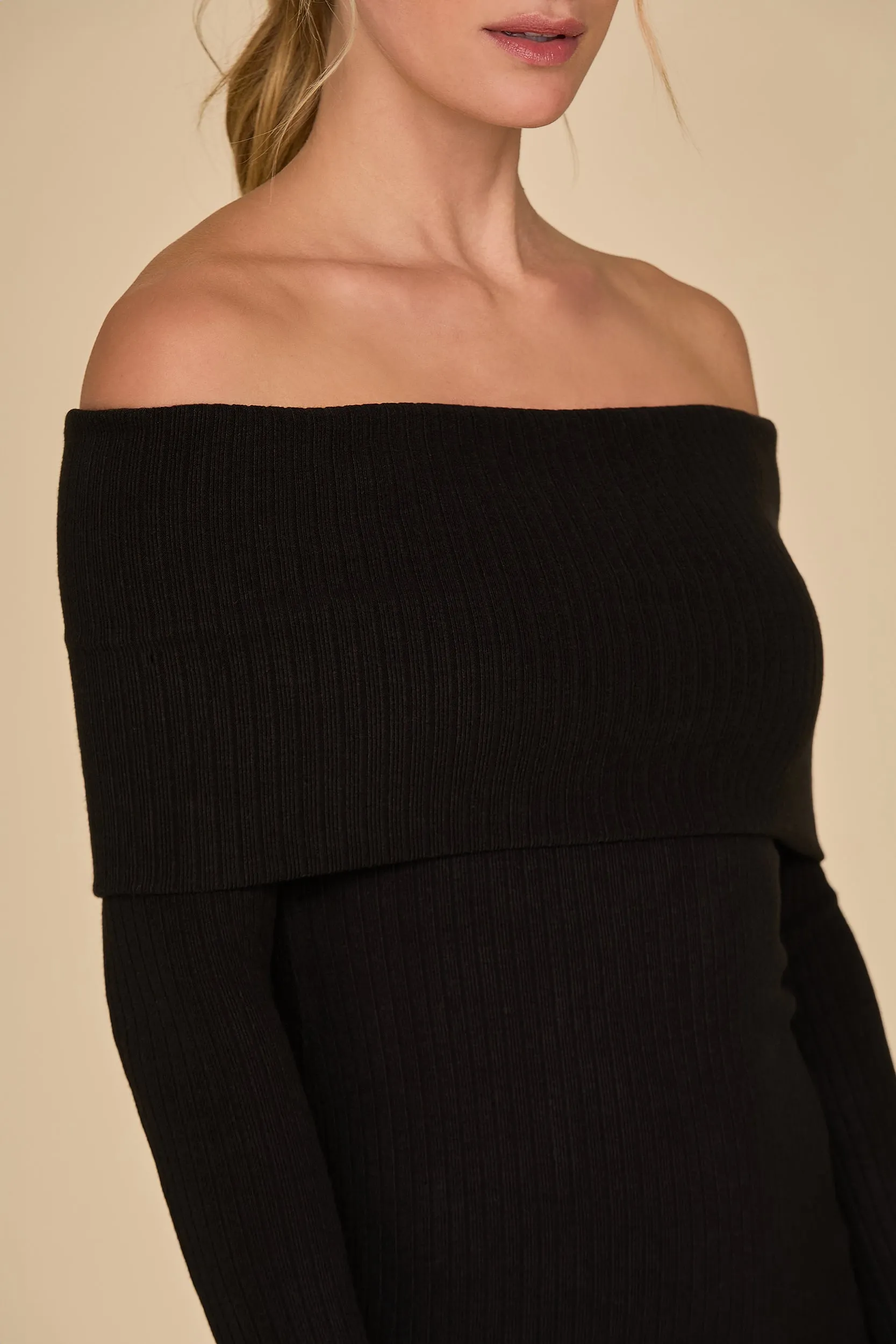 Amora Ribbed Knit Dress - Black