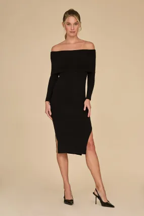 Amora Ribbed Knit Dress - Black