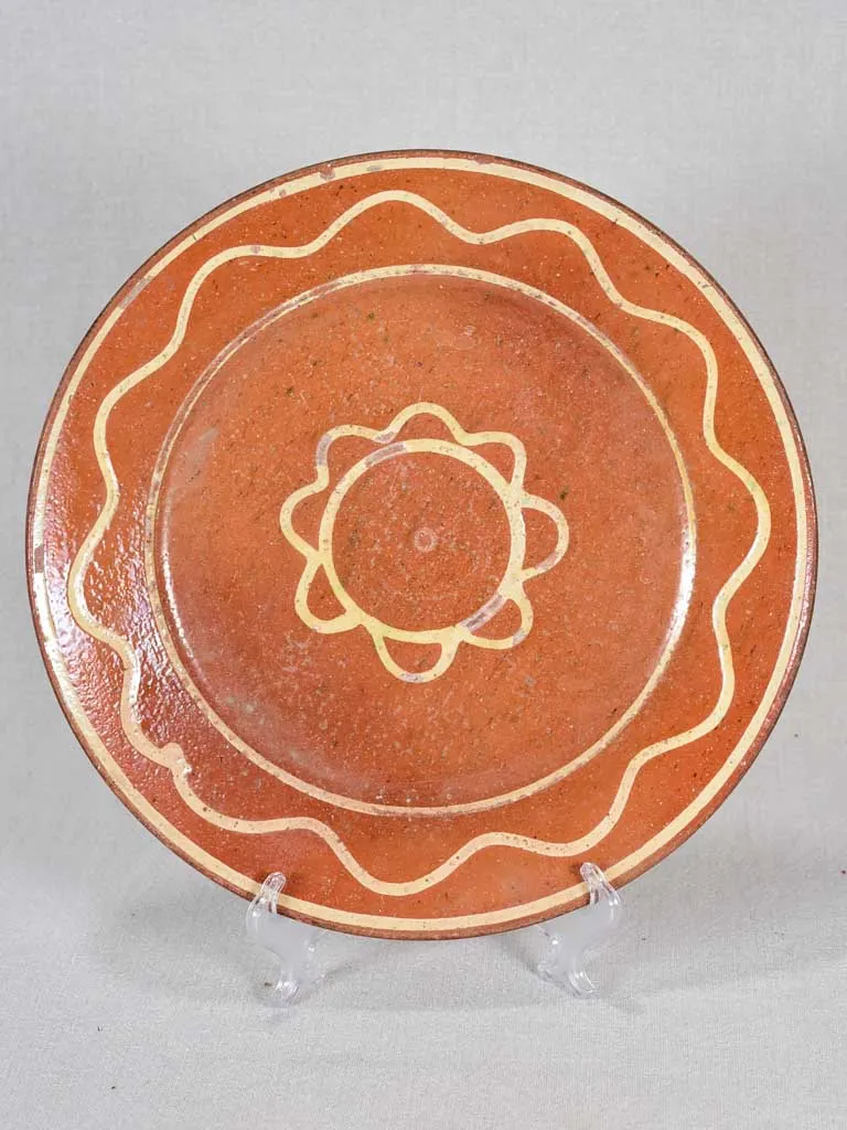 Antique clay omelette plate 12¼"