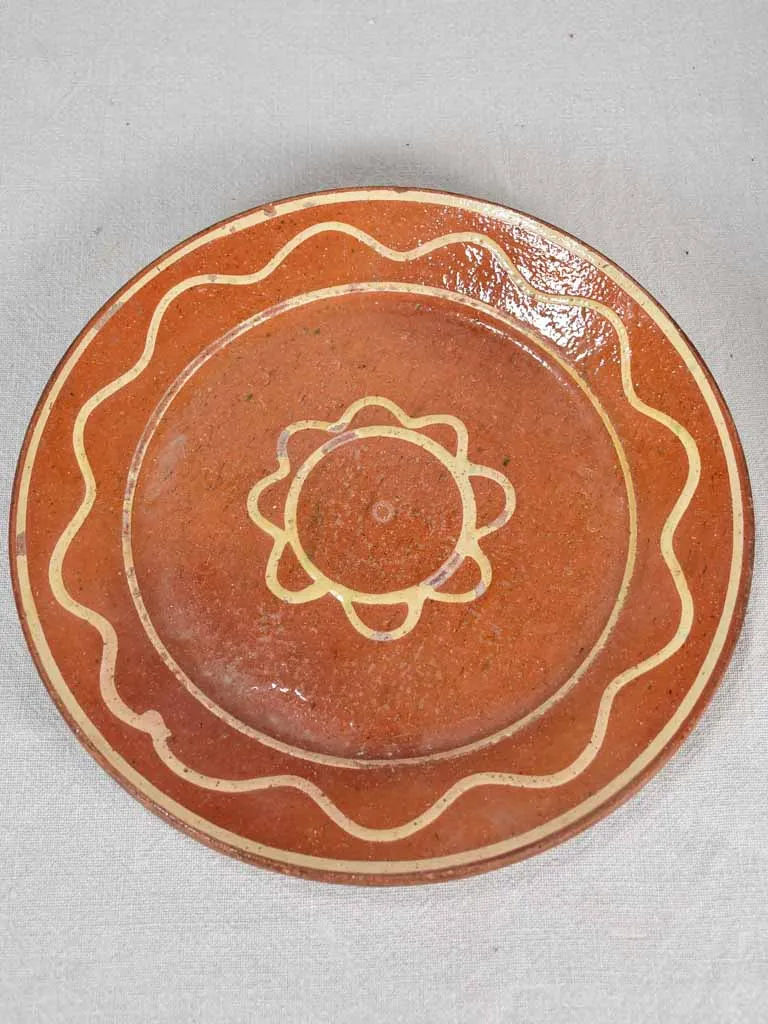 Antique clay omelette plate 12¼"