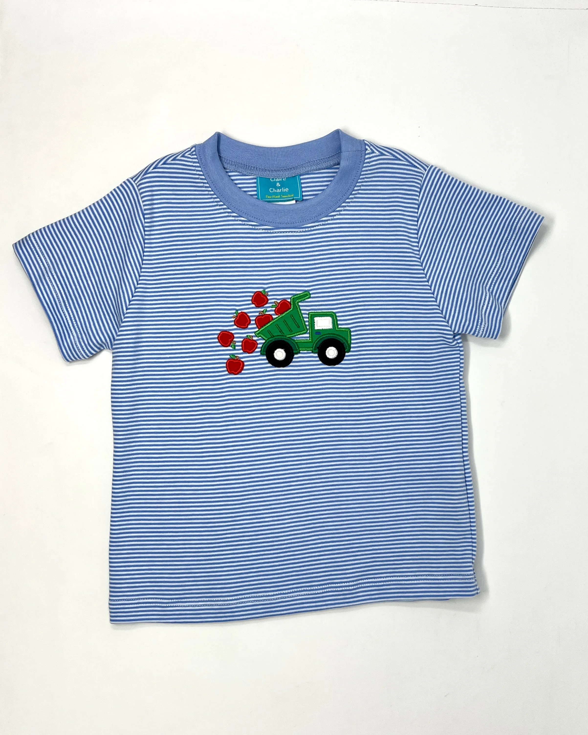 Apples Boy's S/S Periwinkle Blue Knit Stripe TShirt