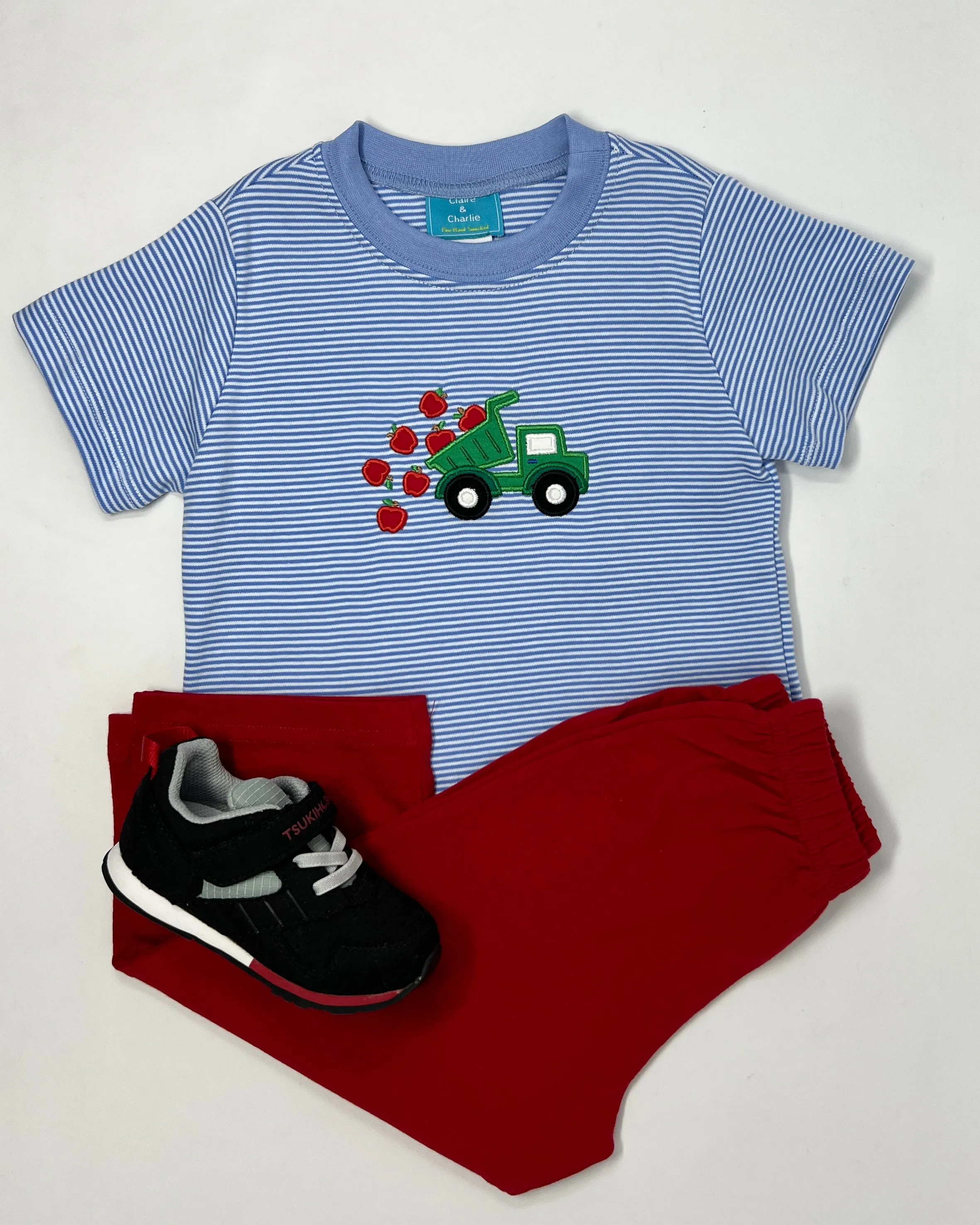 Apples Boy's S/S Periwinkle Blue Knit Stripe TShirt