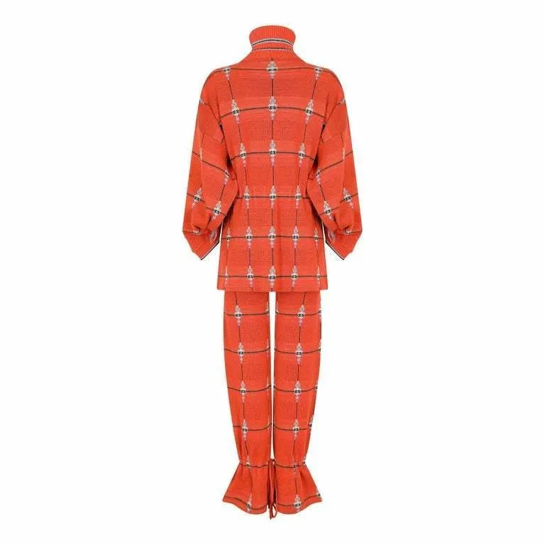 ARCHIVE - 1970s Bill Gibb Three Piece Orange Patterned Woollen Set