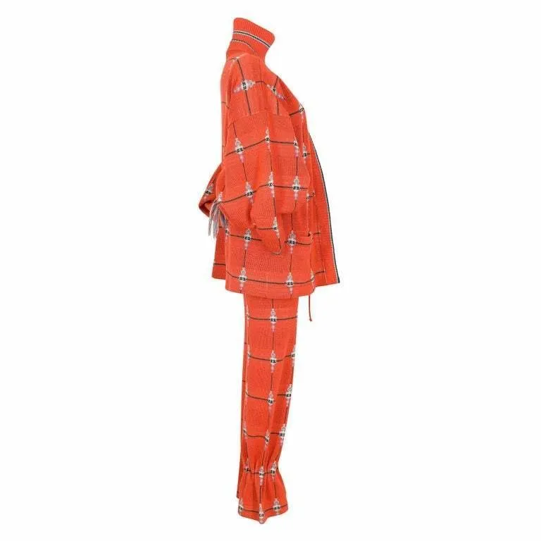 ARCHIVE - 1970s Bill Gibb Three Piece Orange Patterned Woollen Set