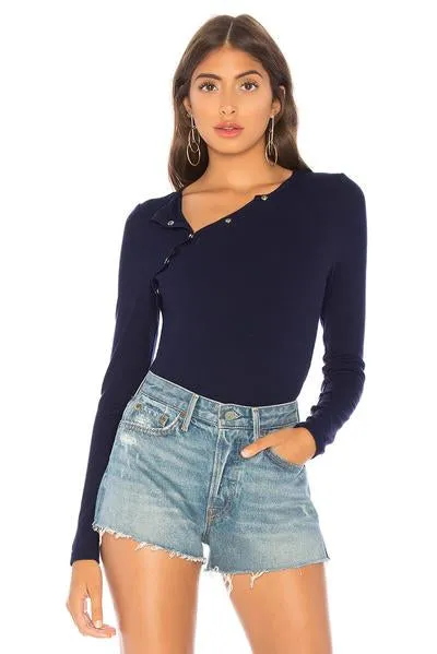 Asymmetric Snap Button Ribbed Knit Bodysuit