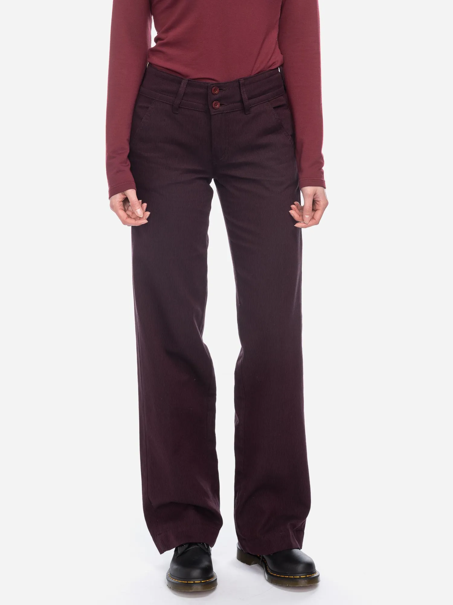 ATO Berlin Bordeaux Lilia Straight Cut Wide Leg Trousers