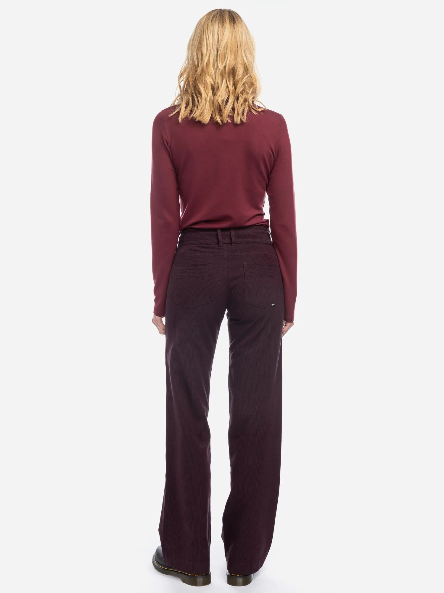 ATO Berlin Bordeaux Lilia Straight Cut Wide Leg Trousers