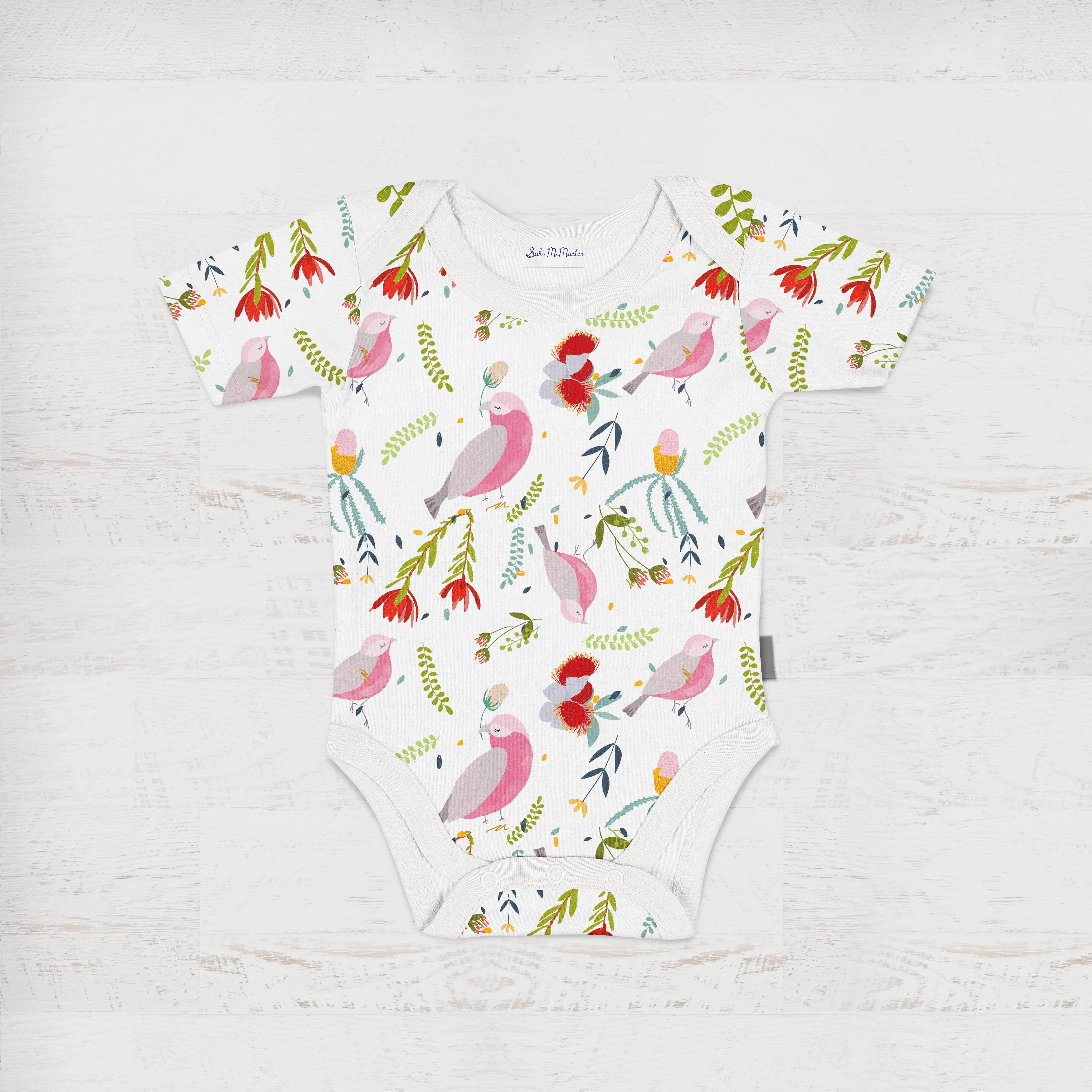 Bamboo Baby Onesie Romper - Georgie the Galah by Suki McMaster