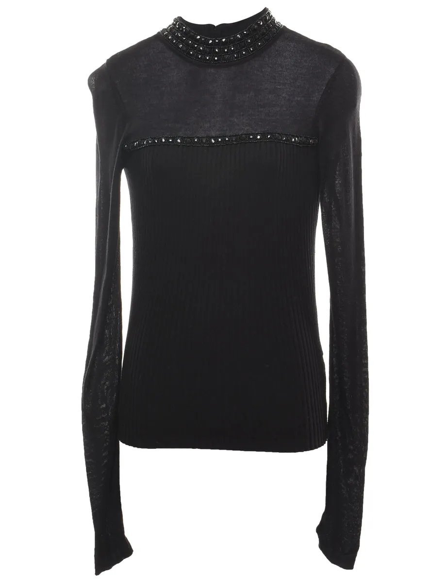 Beaded Fine Knit Jumper - S