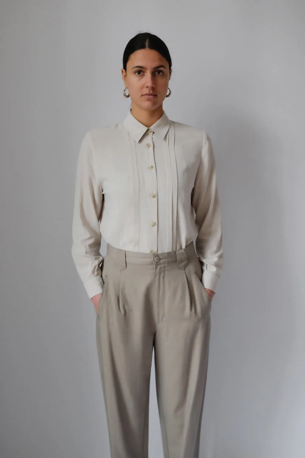 BEIGE PLEATED MAC VINTAGE PANTS