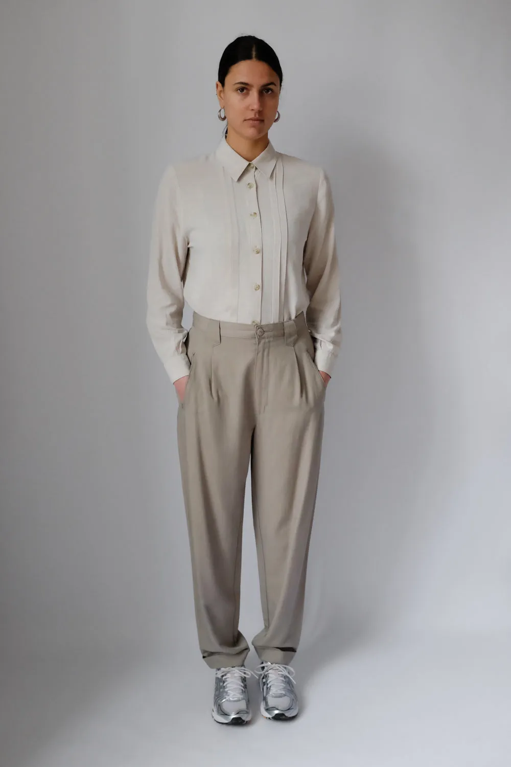 BEIGE PLEATED MAC VINTAGE PANTS