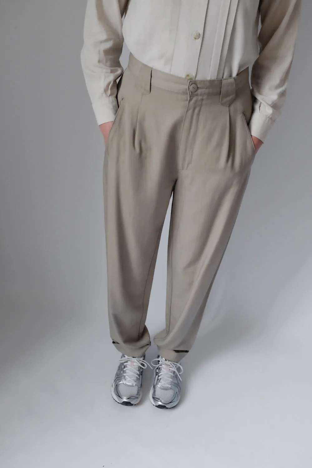 BEIGE PLEATED MAC VINTAGE PANTS