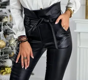 Belt High Waist Pencil Pants