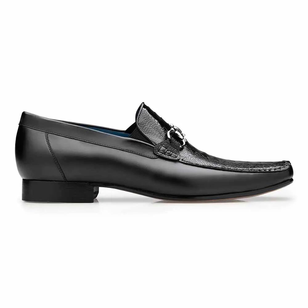 Belvedere Bruno Men's Split-Toe Black Ostrich Horsebit Loafers