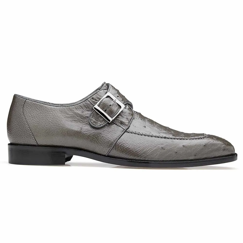 Belvedere Josh Men's Split Toe Monkstraps Gray Genuine Ostrich Loafers